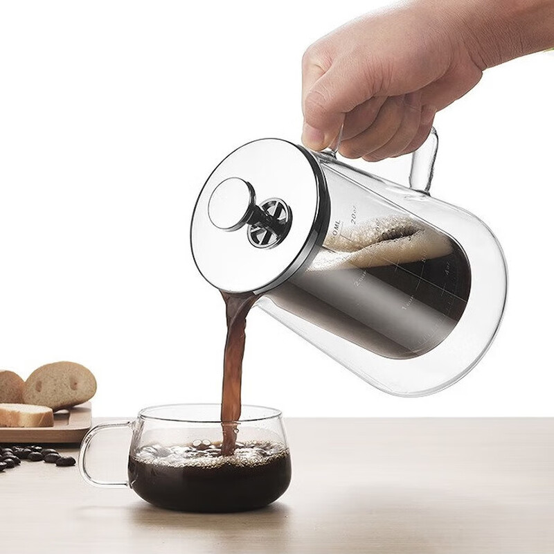 Heat-resistant French Press Pot Double-layered Coffee Pot Household Coffeeware Filter Sharing Pot Filter Glass Pot Transparent High Borosilicate Glass White Box 1000ML Trapezoid French Press Pot