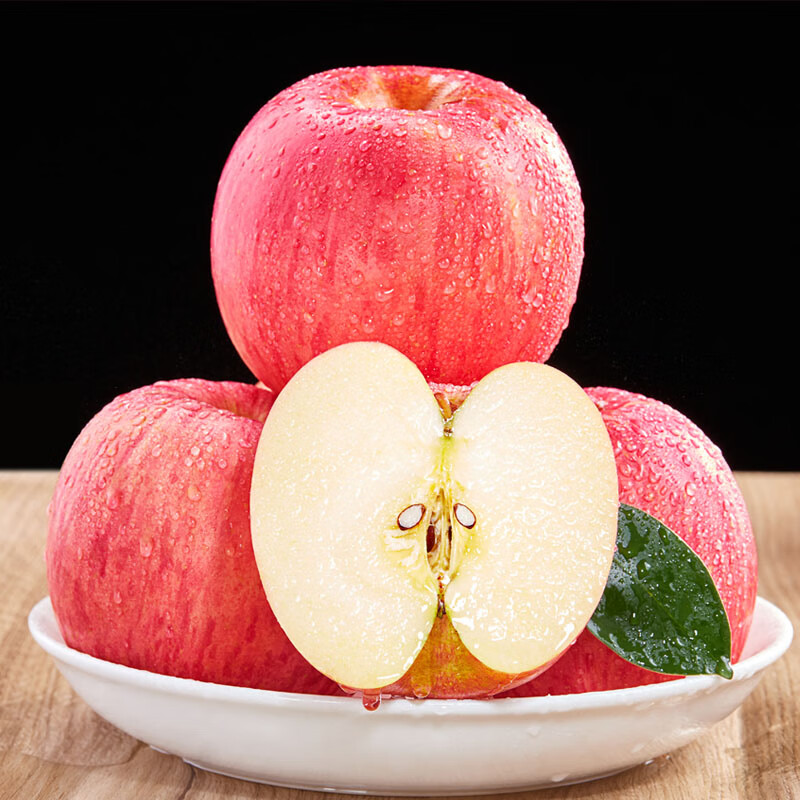 Apple City Yantai Apple Fruit Red Fuji Apple Fresh Crisp Sweet Whole Box Seasonal Fresh Fruit Shandong Specialty Flat Fruit Net Weight 8.5 Jin 85mm