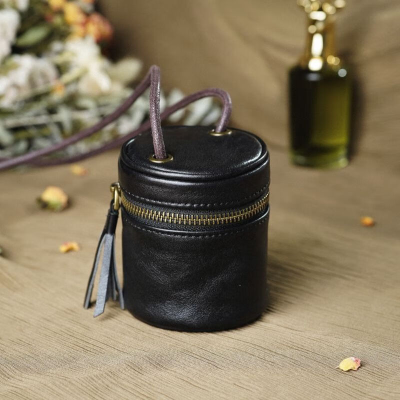 Aiboduo cowhide key lipstick bag bracelet bag storage bag one-shoulder cross-body niche cultural toy retro texture small bag for women sunset yellow