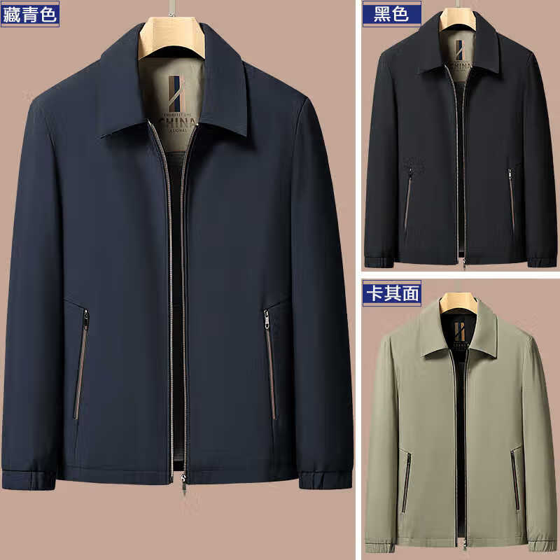 Woodpecker 2026 new dad outer jacket men's spring and autumn middle-aged 40 executive jacket 50 middle-aged and elderly 60 grandpa winter coat 20503/1017 navy blue single jacket L (recommended 100-115 catties)