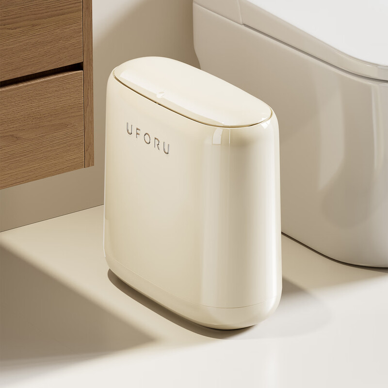 Cabinet Star Trash Can 2026 New Household Bathroom Toilet Special Covered Large Capacity Press-type Living Room Kitchen Crack Cream White-12L Internal and External Double Buckets/Crack Does Not Take Up Place