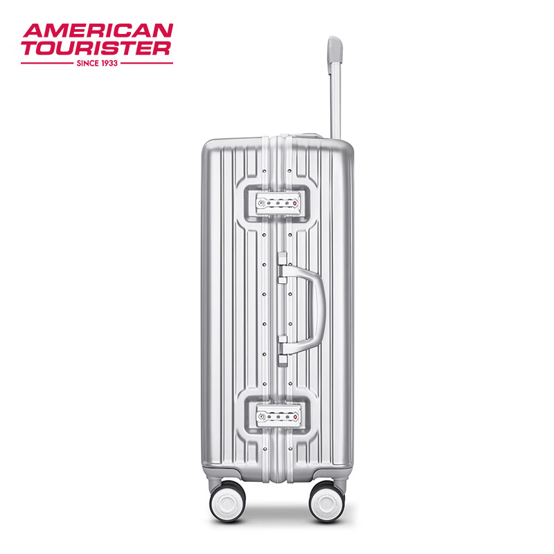 Samsonite's Aluminum Frame Suitcase Trolley Travel Spinner Password Box Fashionable Business Travel Men's and Women's TY1 Matte Silver | Aluminum Frame 24 Inch | 4.61kg | Required to be checked in