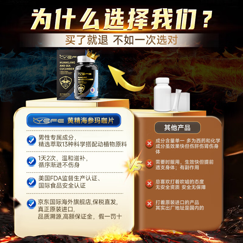 Yefe imported from the United States Polygonatum, sea cucumber, maca tablets, epimedium, men's kidney health care, aphrodisiac, delayed and long-lasting impotence, premature ejaculation, 3 bottles, self-confidence, long-lasting, no ejaculation, kidney deficiency, kidney deficiency, sperm production, kidney replenishing, men's qi and blood secondary increase, thickening, hardening, long-lasting no ejaculation