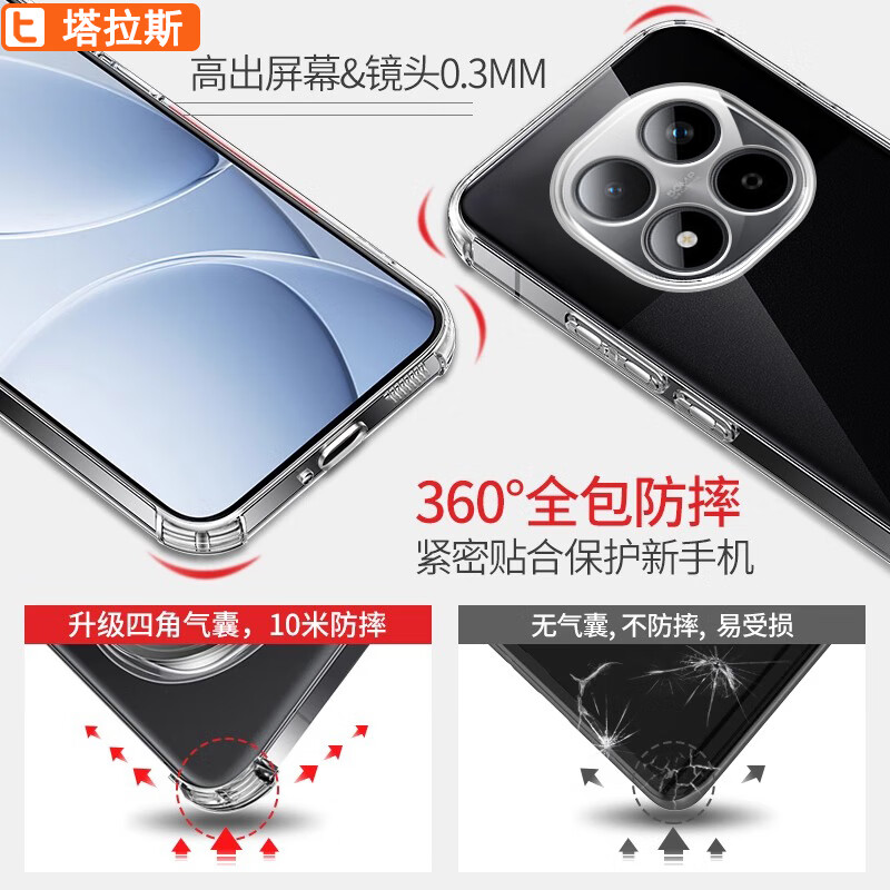Taras suitable for Redmi note15pro mobile phone case Xiaomi REDMI Note15 Pro air bag transparent soft shell lens anti-fall simple skin-friendly dilution fingerprint all-inclusive protective cover
