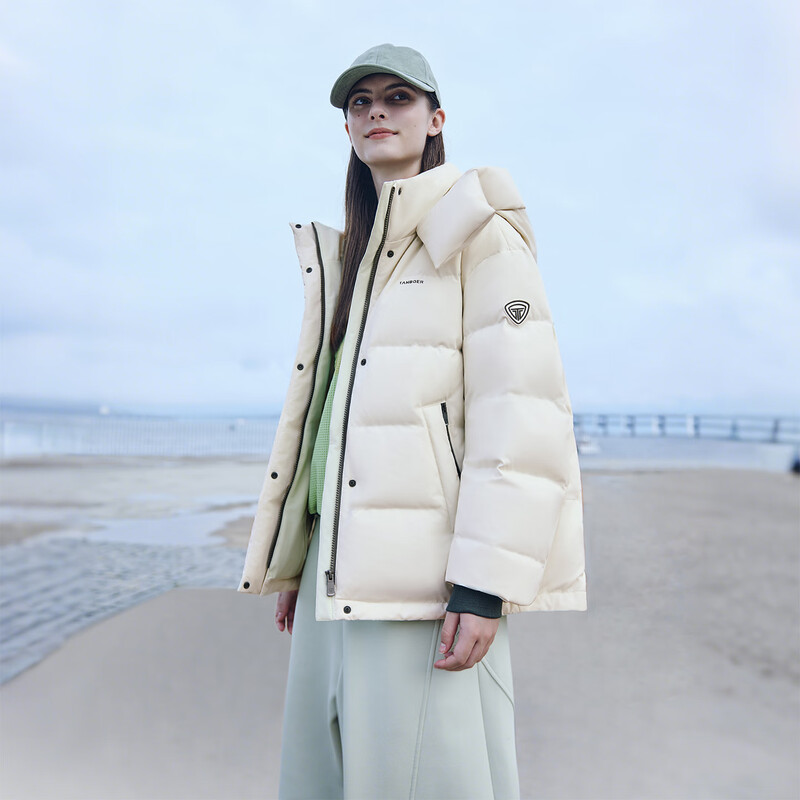 Tambor down jacket women's short removable hood sports winter bread jacket 5550386D vanilla yellow 160