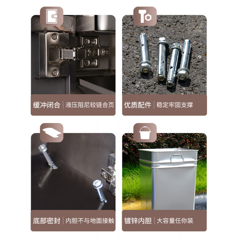 MDNG Stainless Steel Hotel Outdoor Outdoor Trash Can Scenic Area Environmental Sanitation Classification 2, 3 and 4 Commercial Peel Bin Customized Small Double - Electroplated Sand Steel Black