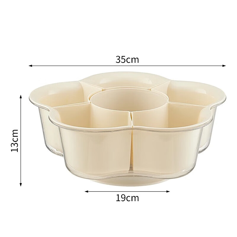 Hot pot rotating shabu-shabu platter, multi-grid draining plate, separated preparation plate, ins high-looking kitchen essential, transparent shell + cream white 1 piece