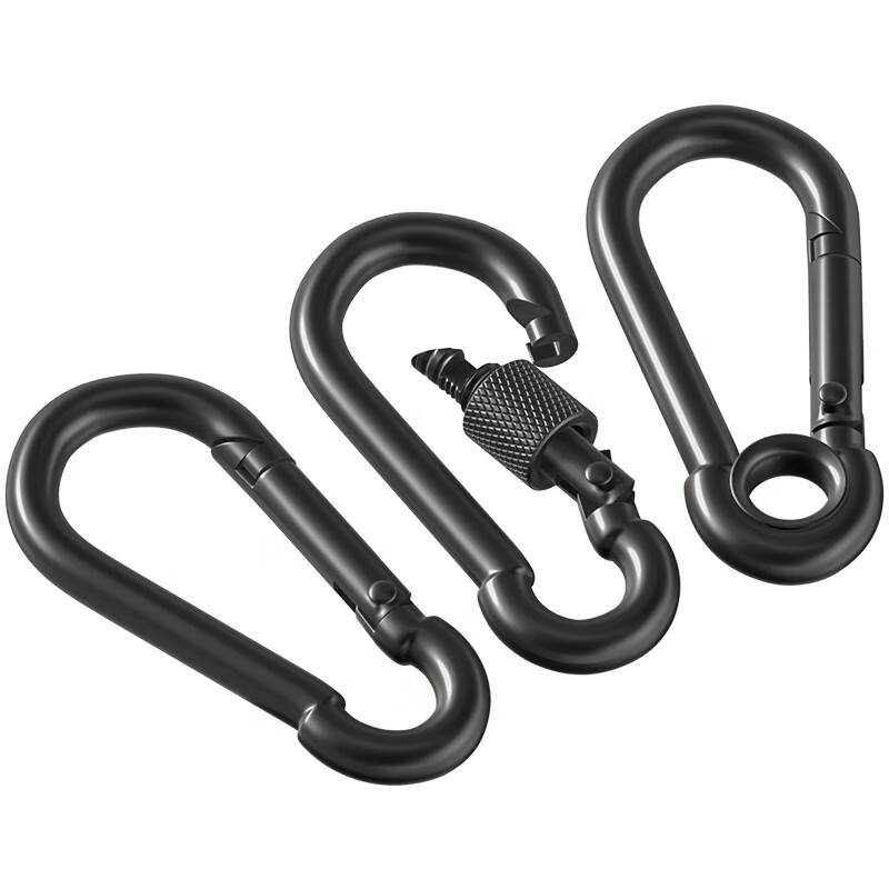 Tianzhuo Hardware black 304 stainless steel spring buckle carabiner safety buckle key chain hoist buckle nut belt loop buckle dog chain buckle ---The following is the standard type ---