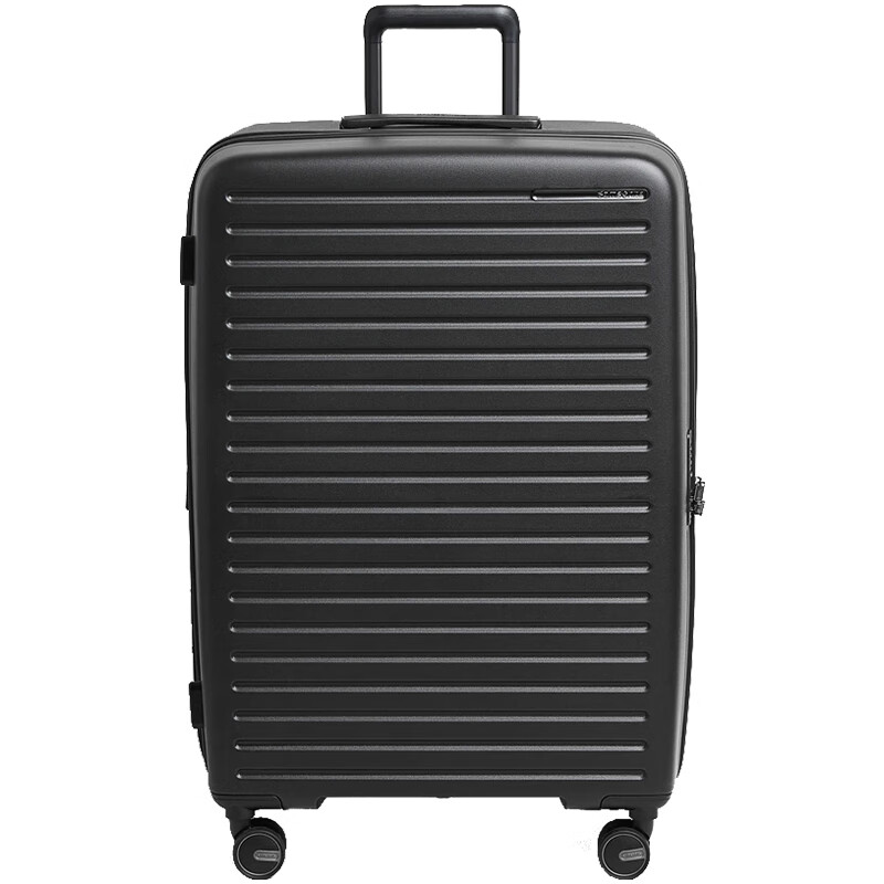 Samsonite's new trolley case RESTACK series KO6 striped suitcase, lightweight and wear-resistant boarding case, large capacity suitcase KO6 black 20 inches (expandable)