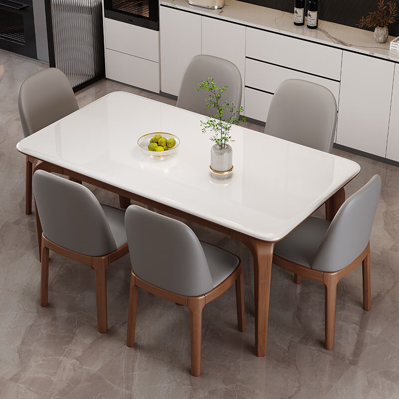 Lefu Huijia microcrystalline stone rectangular dining table and chair combination solid wood household small apartment marble modern simple dining table 1.3 meters * 0.8 meters dining table + 4 chairs microcrystalline stone desktop