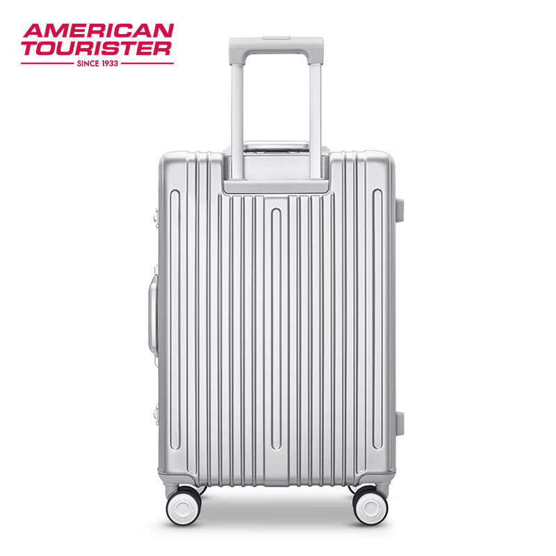Samsonite's Aluminum Frame Suitcase Trolley Travel Spinner Password Box Fashionable Business Travel Men's and Women's TY1 Matte Silver | Aluminum Frame 24 Inch | 4.61kg | Required to be checked in