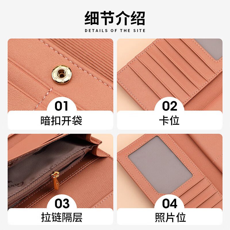 Crocodile shirt Valentine's Day gift tri-fold wallet for women first layer cowhide long fashion ticket holder gift box pink