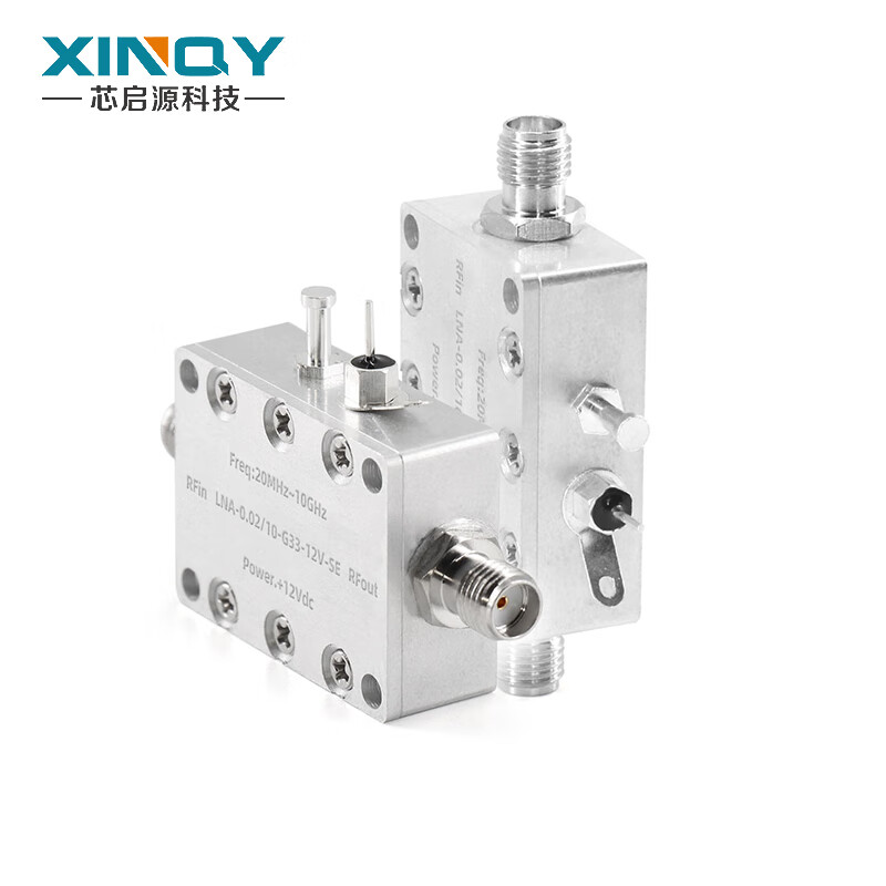 XINQY Xinqiyuan SMA low noise amplifier LNA high linearity 40dB gain 0.02-6G/10G pre-RF signal compensation 0.02/10-G33-12V-SE (gain 33dB
