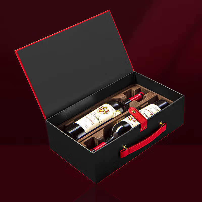 Fat Donglai same style red wine gift box empty box new red wine packaging gift box empty box handbag 2 can be customized Fuhong (including wine utensils)