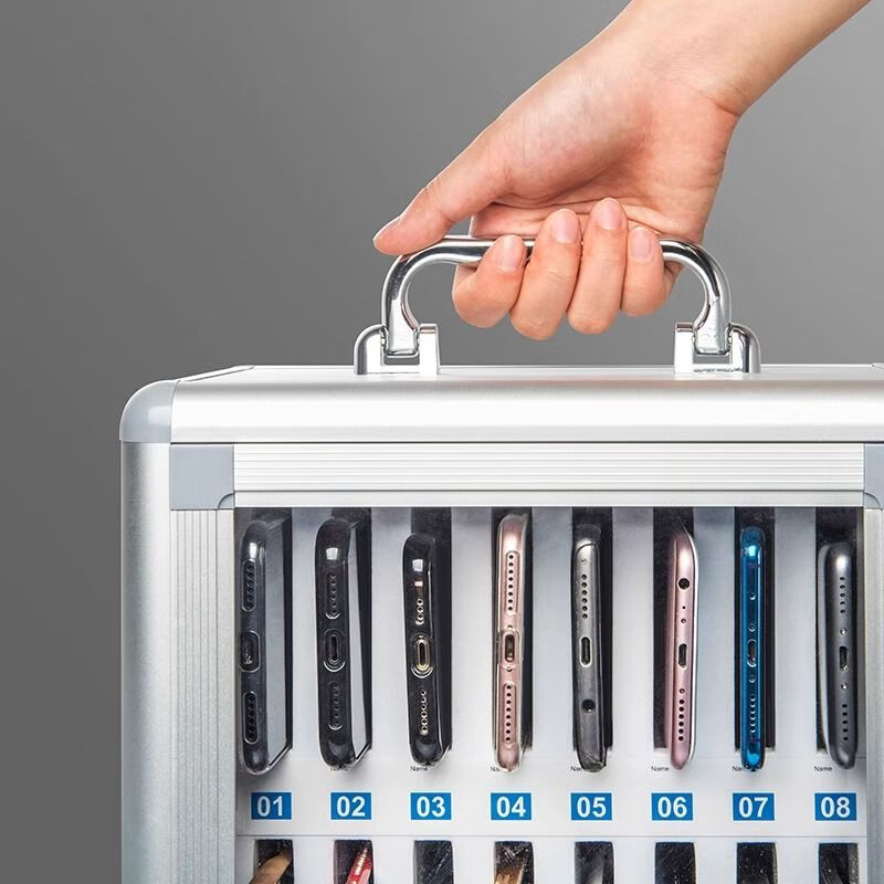 Mobile phone safe box aluminum alloy with lock student wall hanging employee company meeting mobile phone storage box mobile phone storage cabinet school workshop storage cabinet mobile phone cabinet storage box office meeting with lock 12 safe box plus password lock