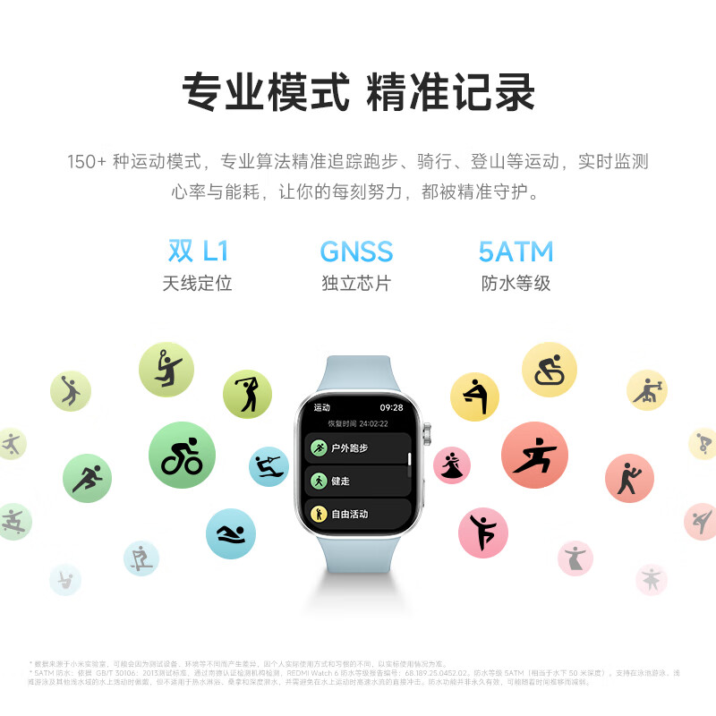 Xiaomi (MI) REDMI Watch 6 Bright Moon Silver State Subsidy ThePaper OS 3 Heart Rate and Blood Oxygen Monitoring Bluetooth Call Redmi Watch 6 Smart Watch Xiaomi Auto