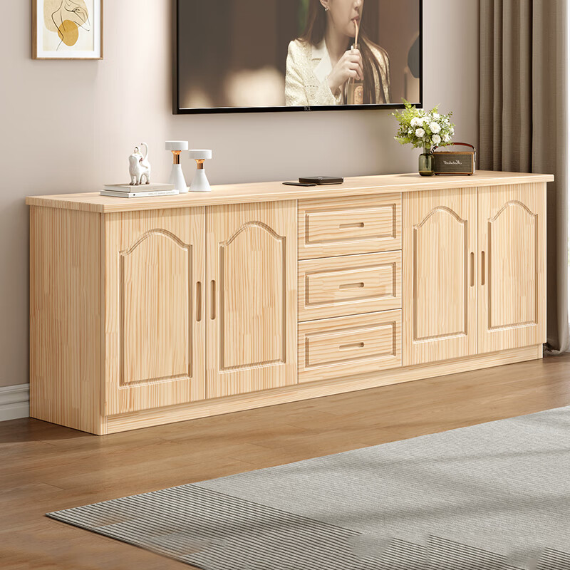 Zhou's Muyu solid wood TV cabinet modern minimalist home small apartment living room TV cabinet high cabinet drawer storage storage cabinet walnut color-160*40*70 4 doors + 3 drawers