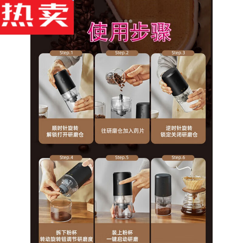 Zhifeng German quality mini medicine grinder electric crushing Chinese and Western tablets grinding artifact fine grinding powder black charging model (high-end model)