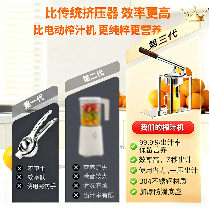 No Miyoupin manual juicer, hand-pressed pomegranate juicer, juicer, orange juice press, lemon squeezer, stall setting