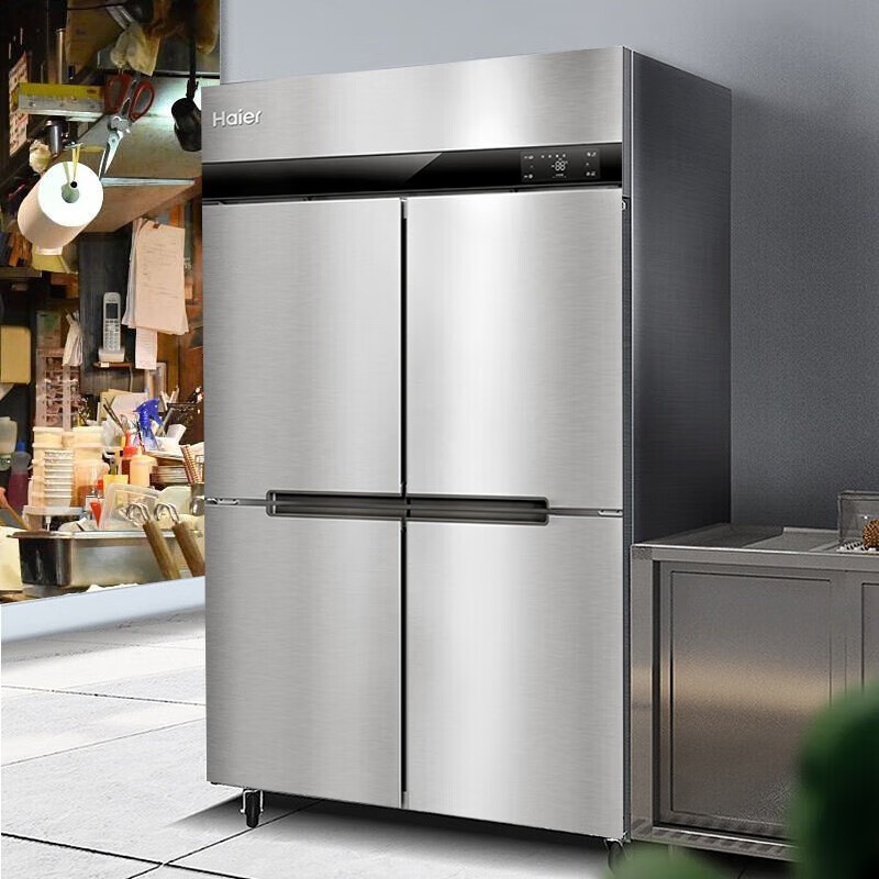 Haier kitchen refrigerator commercial vertical four-door\six-door freezer hotel canteen hotel restaurant back kitchen stainless steel copper tube large capacity 900 liters four-door fully refrigerated air-cooled frost-free first-class energy efficiency