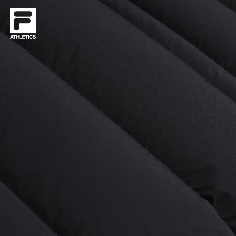 FILA Official Women's Long Down Jacket 2025 Winter New Casual Loose Warm Hooded Jacket Dark Black-BK L 170/88A/L