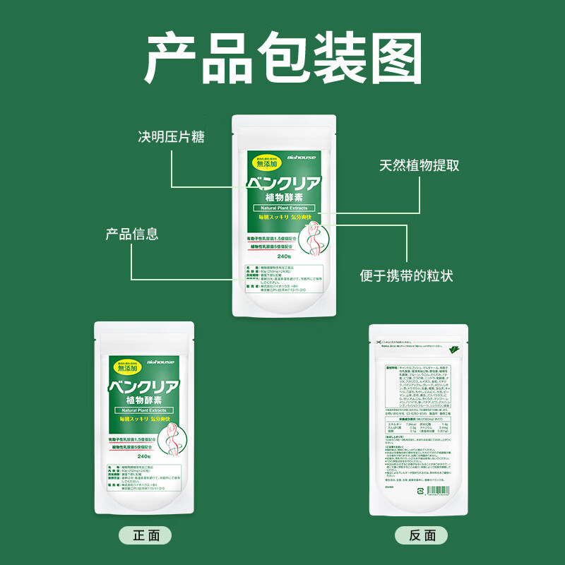 BioHouse Japanese enzyme bowel cleansing night enzyme constipation detoxification weight loss puff tablets 240 tablets