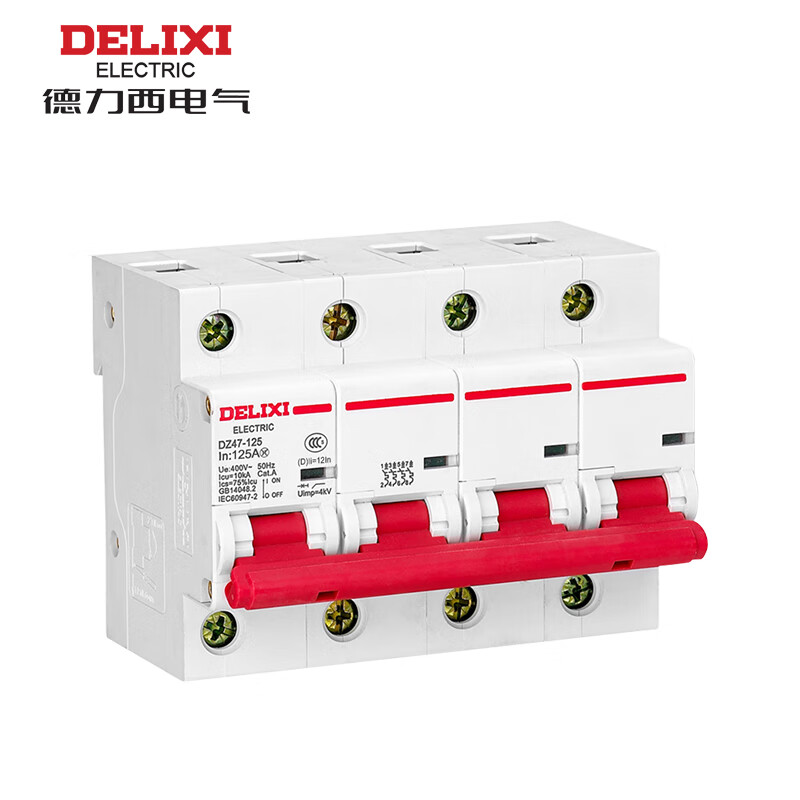 Delixi Electric DZ47-125 high current circuit breaker DZ471254D125 4P 125A D type 10kA 400VAC