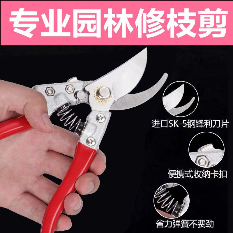 Original SK5 steel pruning shears, sharp and labor-saving scissors, branch pruning, gardening shears, fruit tree scissors, ordinary U-shaped scissors, small size (not recommended), SK5 large-diameter thick branch shears, imported from Japan