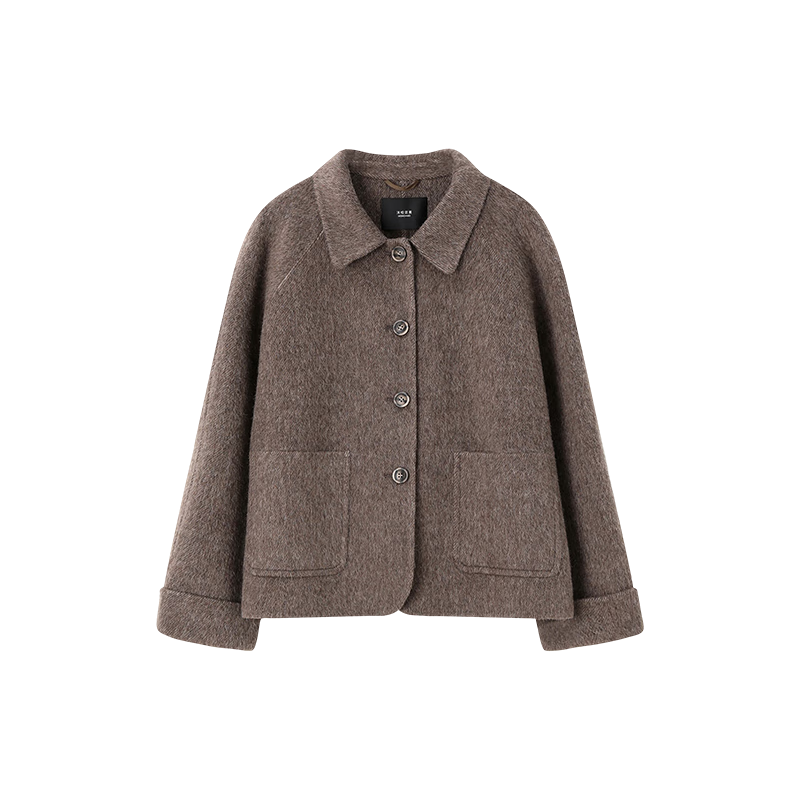 Mohan Yimei Alpaca Mulberry Silk Sheep Wool Double-sided Wool Jacket 25 Winter Lapel Temperament Maillard Coat