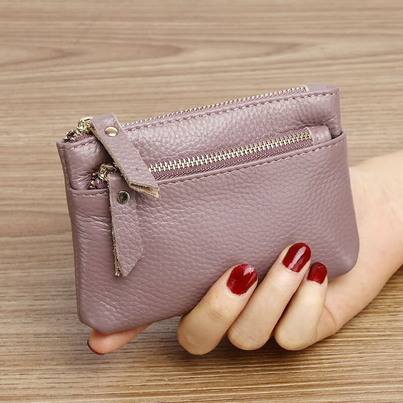 Ye Yuzhen Soft Leather Coin Purse Women's Mini Soft Leather Mother's Zipper Key Thin Small Wallet Coin Small Coin Bag Lotus Purple Standard Edition Affordable