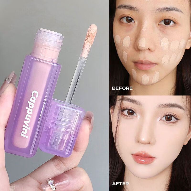 Small Purple Tube Concealer Pen Covers and Modifies Blemishes, Spots, Facial Acne Marks, Brightens Moisturizing Concealer for Students 04 Pink White