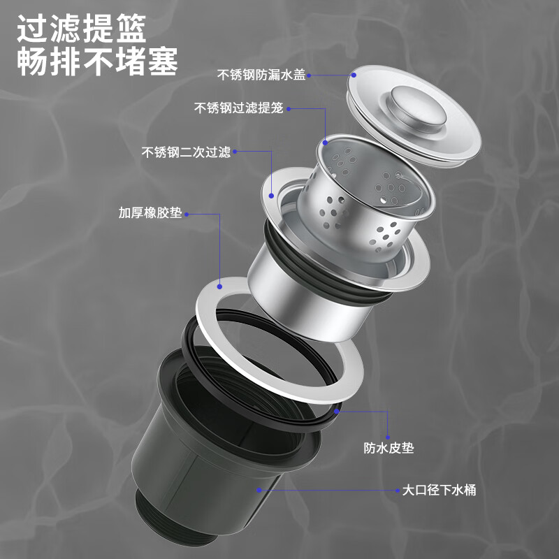 BSITN kitchen sink large single sink vegetable sink integrated basin thickened stainless steel sink dishwashing handmade basin BS007