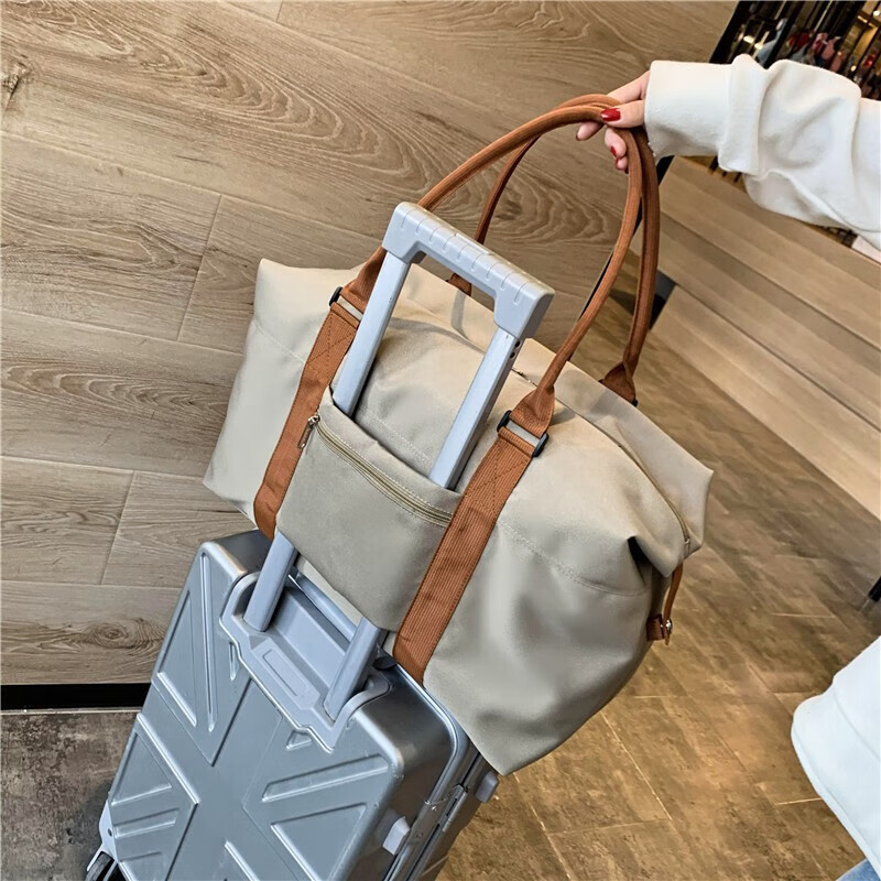 Nanmuxiong travel bag women's fitness bag large capacity short-distance luggage bag folding storage bag travel business trip handbag student male khaki small size