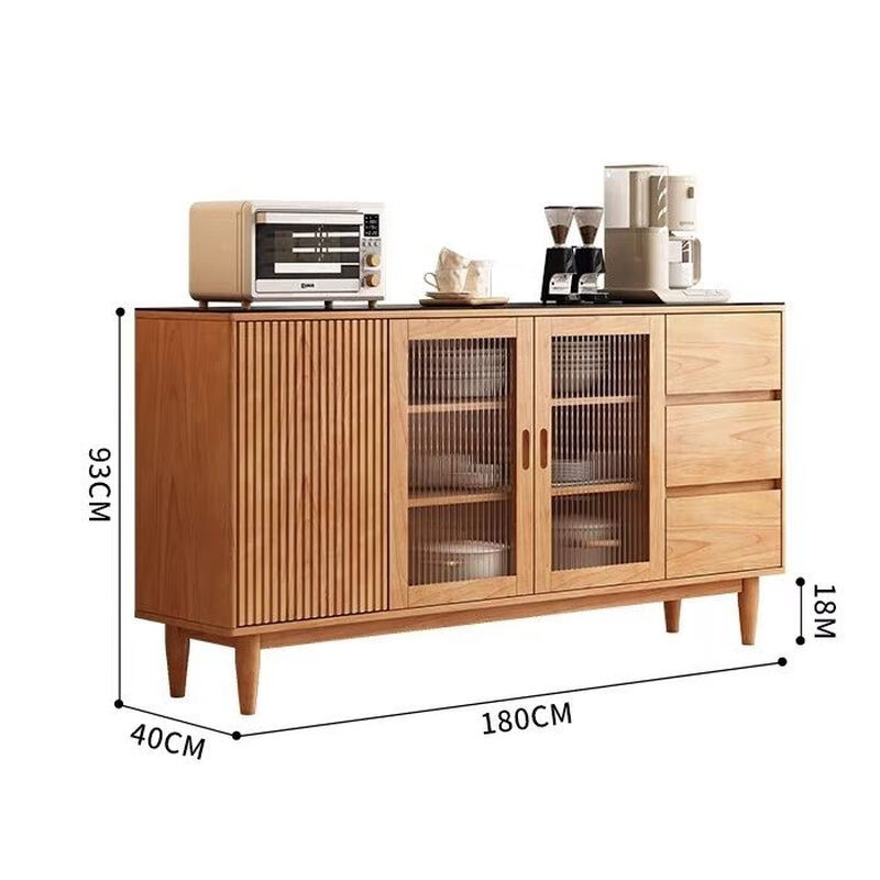 Suzhan solid wood sideboard solid wood cherry wood color modern coffee cabinet home living room integrated high cabinet storage wine cabinet dustproof 120-40-93