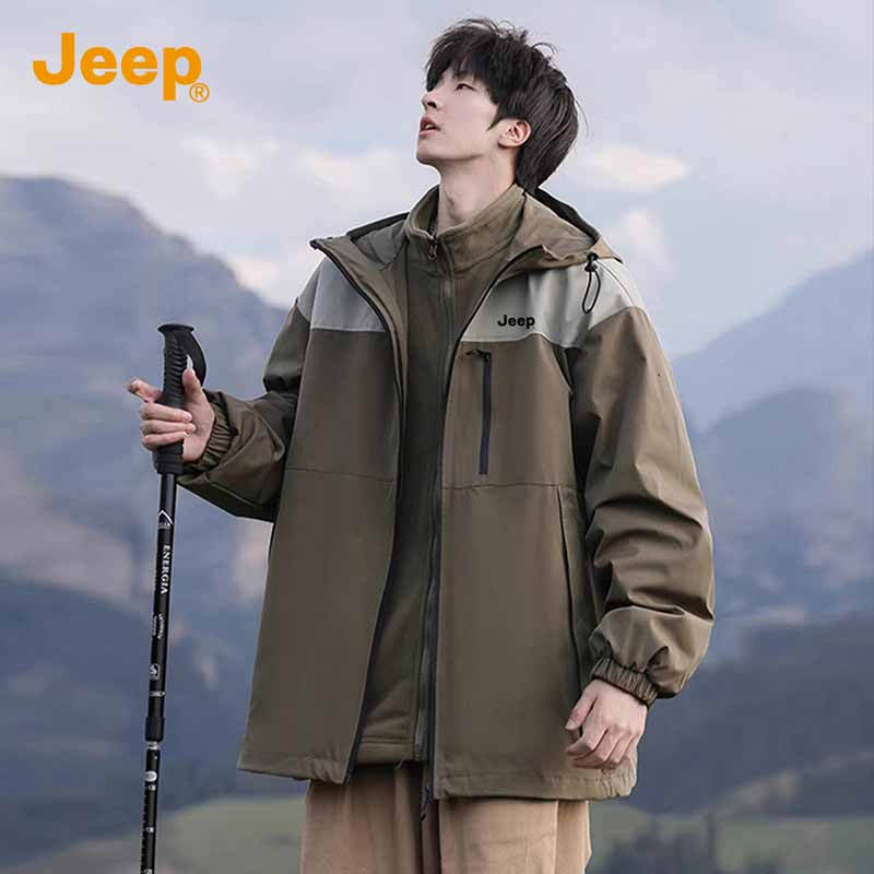 JEEP three-in-one assault jacket 25 autumn and winter detachable two-piece set men's windproof and waterproof jacket for men