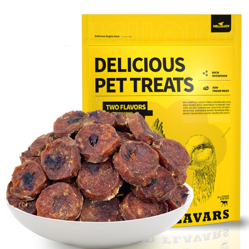 HELLOJOY Dog Snacks Duck Dried Teddy Golden Retriever Puppies Teeth Training Reward Cheese Duck Patties 360g