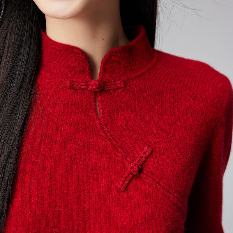 Paro new Chinese style disc button stand collar cashmere sweater Paro 25 autumn and winter new 100% cashmere women's knitted sweater