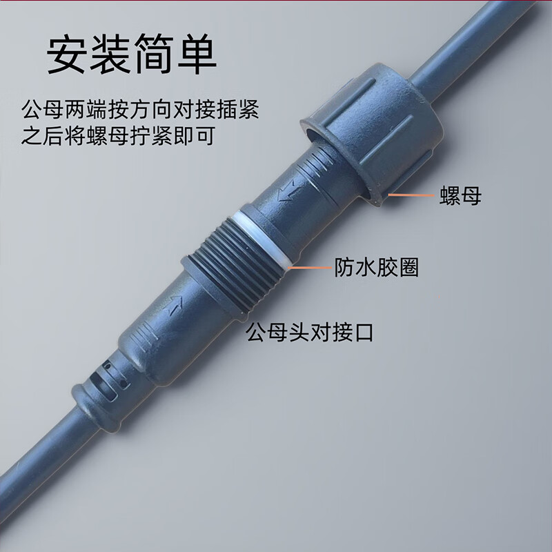 Qilicai waterproof plug male and female butt plug aviation industry LED power outdoor quick connector 2 core 0.5 square meters