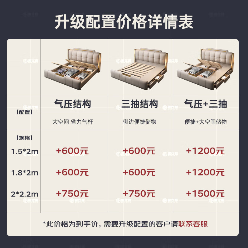 Mingshiju Italian style light luxury leather bed master bedroom double bed 1.8m x 2m soft bed 656# 1.8m + latex mattress