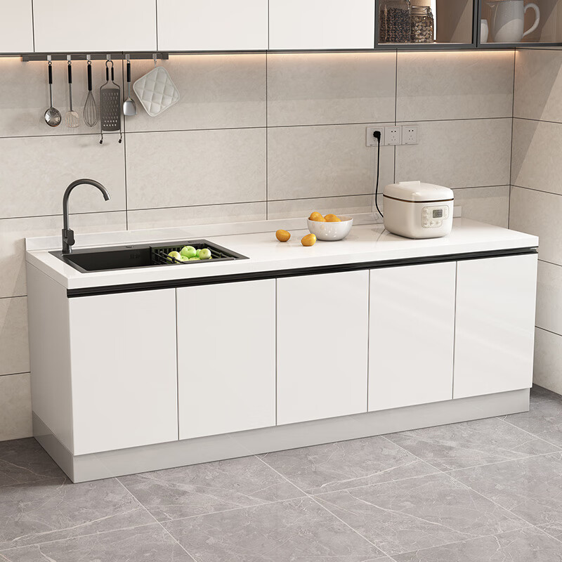 Ling Yuxun kitchen marble cabinet integrated quartz stone countertop kitchen room sink rental home stove cabinet customization flat 4 doors 140cm package installation