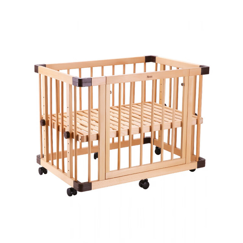 FARORO crib solid wood baby bed adjustable height removable splicing bed baby multifunctional third generation European beech 950mm*650mm frame structure assembly