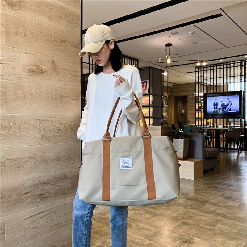 Nanmuxiong travel bag women's fitness bag large capacity short-distance luggage bag folding storage bag travel business trip handbag student male khaki small size
