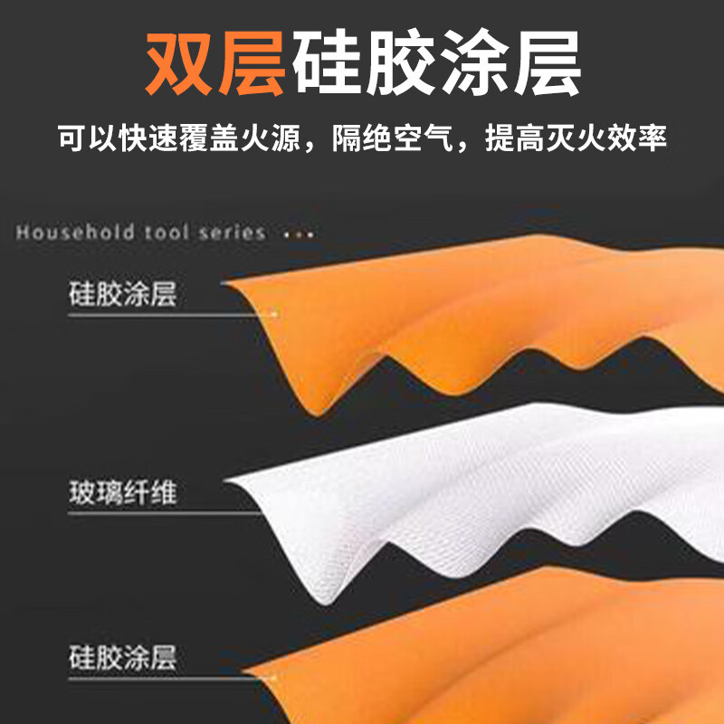 Fire national standard fire extinguishing blanket commercial household kitchen flame retardant escape glass fiber silicone mat silicone 1.5M*1.5M fire extinguishing blanket package inspected