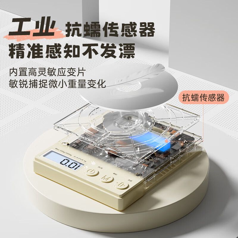 Double gun (Suncha) electronic scale kitchen electronic scale 0.01g/3kg high-precision food scale baking gram weight scale home use 0.1g accurate