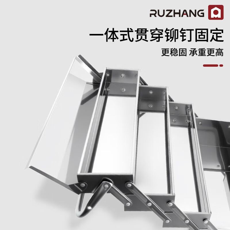 NAOISKEY Naoski stainless steel tool box three-layer folding home car portable iron industrial hardware storage box multi-functional rusty double-layer stainless steel丨(medium size 420)