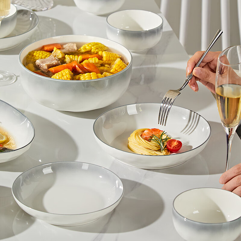 Haoya underglaze color ceramic plates and dishes household dishes and tableware high-end dishes and dinner plates Yanyuyao 8 inches 4 pieces