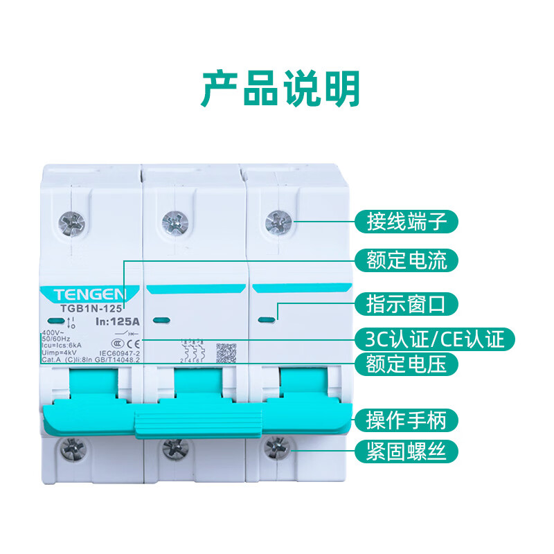 TENGEN Tianzheng 1P 2P 3P 4P 100A 125A air switch DZ47 upgrade 4P 125A
