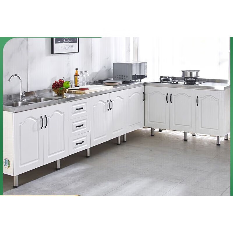 Kaosen Kitchen Cabinets and Stove Integrated Self-Assembled Rural Stove and Washbasin Integrated Kitchen Cabinet Combination Flat Model - Full Size Can Be Matched with TD 130cm - Three Door Cabinet