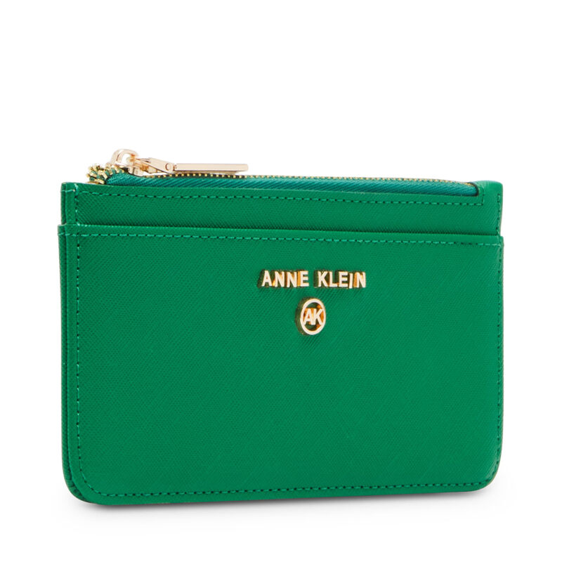 ANNE KLEIN Wallet Women Polyurethane AK Logo Top Zipper Pouch Scratch-Resistant Fern X-Small