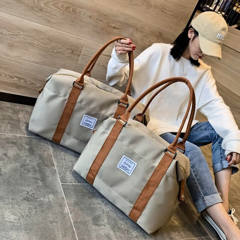 Nanmuxiong travel bag women's fitness bag large capacity short-distance luggage bag folding storage bag travel business trip handbag student male khaki small size